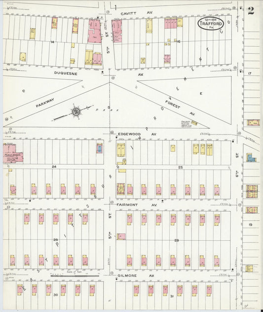 Sanborn Fire Insurance Map from Trafford, Westmoreland County, Pennsylvania (1909), Sheet #0002 - Historic Sanborn Fire Insurance Map Print, vintage old map wall art, antique decor, genealogy gift, Pennsylvania Pennsylvania map