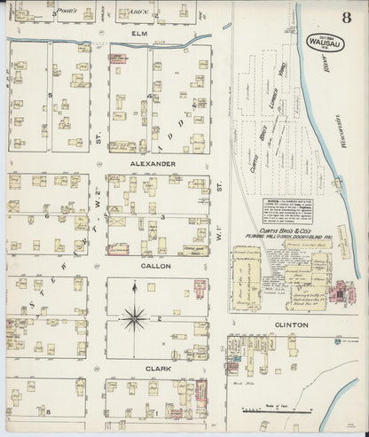 Sanborn Fire Insurance Map from Wausau, Marathon County, Wisconsin (1884), Sheet #0008 - Complete Map Set gallery image, historic Sanborn map, vintage wall art, Wisconsin Wisconsin