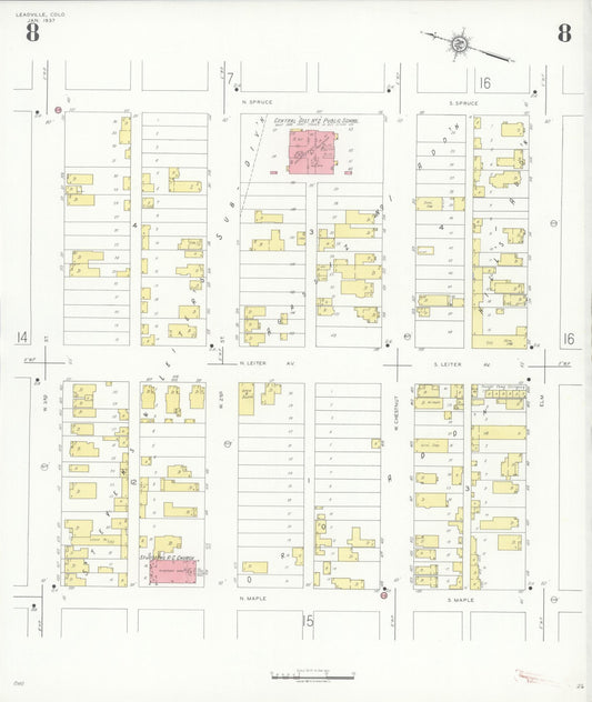 Sanborn Fire Insurance Map from Leadville, Lake County, Colorado (1937), Sheet #0008 - Historic Sanborn Fire Insurance Map Print, vintage old map wall art, antique decor, genealogy gift, Colorado Colorado map