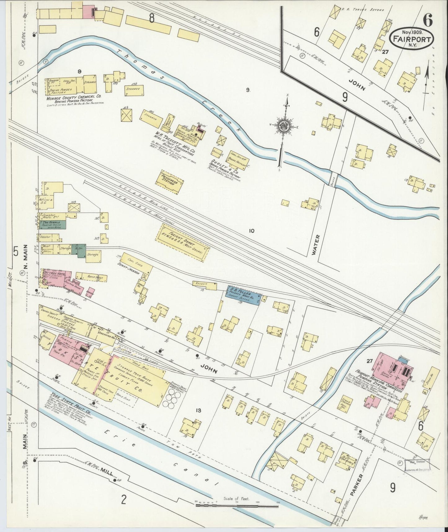 Sanborn Fire Insurance Map from Fairport, Monroe County, New York (1909), Sheet #0006 - Complete Map Set gallery image, historic Sanborn map, vintage wall art, New York New York