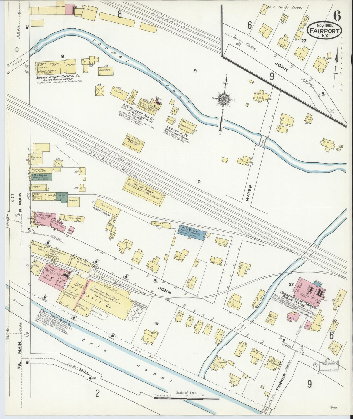 Sanborn Fire Insurance Map from Fairport, Monroe County, New York (1909), Sheet #0006 - Complete Map Set gallery image, historic Sanborn map, vintage wall art, New York New York