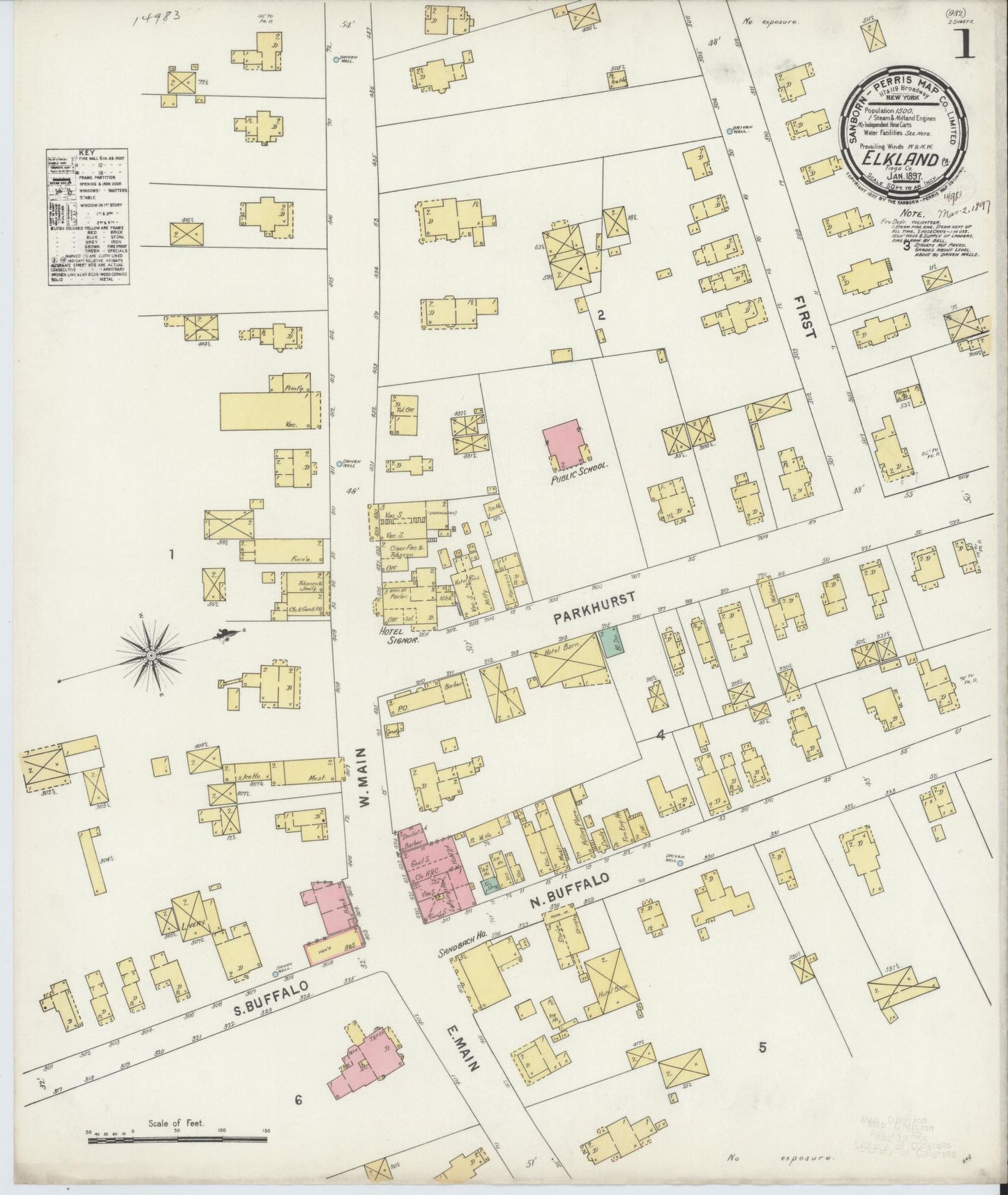 Sanborn Fire Insurance Map from Elkland, Tioga County, Pennsylvania. (1897) – Historic Sanborn Fire Insurance Map Print