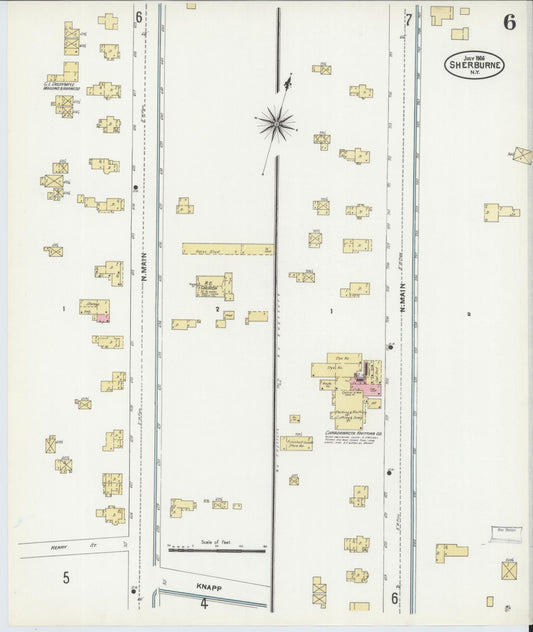 Sanborn Fire Insurance Map from Sherburne, Chenango County, New York (1906), Sheet #0006 - Historic Sanborn Fire Insurance Map Print, vintage old map wall art, antique decor, genealogy gift, New York New York map