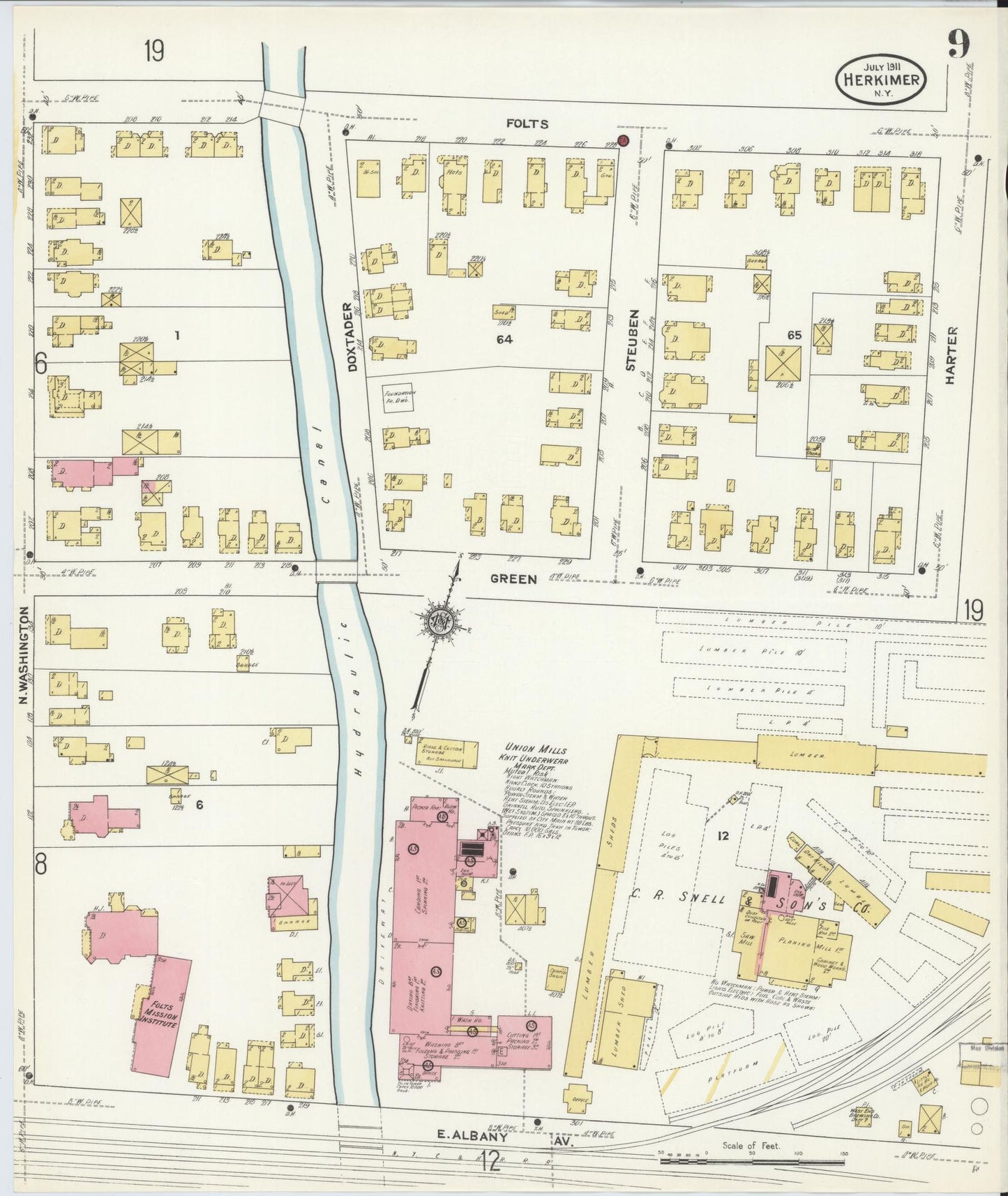 Sanborn Fire Insurance Map from Herkimer, Herkimer County, New York (1911), Sheet #0009 - Complete Map Set gallery image, historic Sanborn map, vintage wall art, New York New York