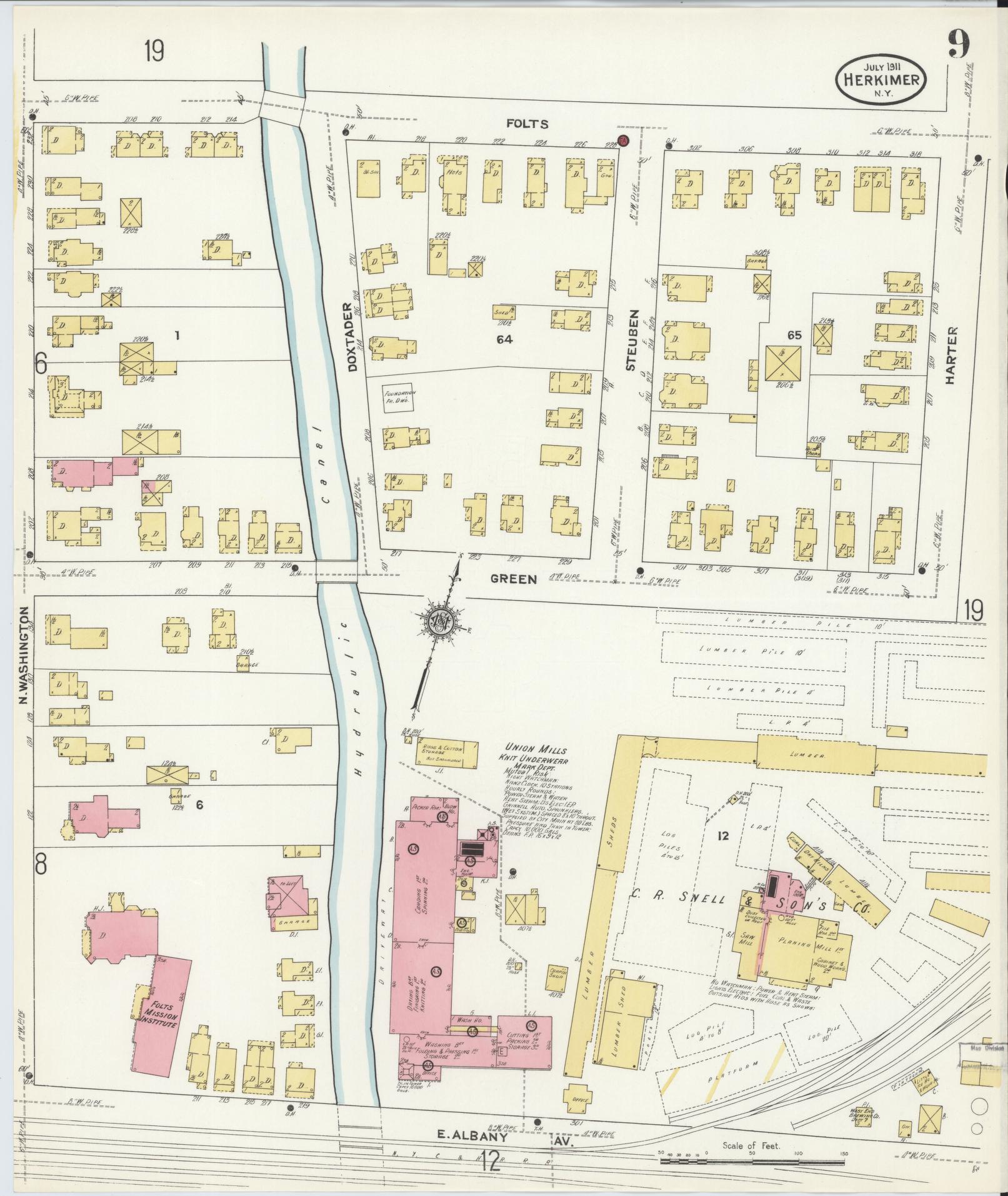 Sanborn Fire Insurance Map from Herkimer, Herkimer County, New York (1911), Sheet #0009 - Complete Map Set gallery image, historic Sanborn map, vintage wall art, New York New York