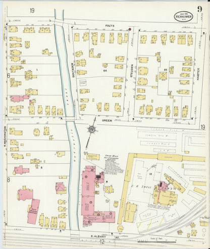 Sanborn Fire Insurance Map from Herkimer, Herkimer County, New York (1911), Sheet #0009 - Complete Map Set gallery image, historic Sanborn map, vintage wall art, New York New York