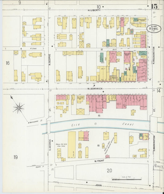 Sanborn Fire Insurance Map from Rome, Oneida County, New York (1899), Sheet #0015 - Historic Sanborn Fire Insurance Map Print, vintage old map wall art, antique decor, genealogy gift, New York New York map