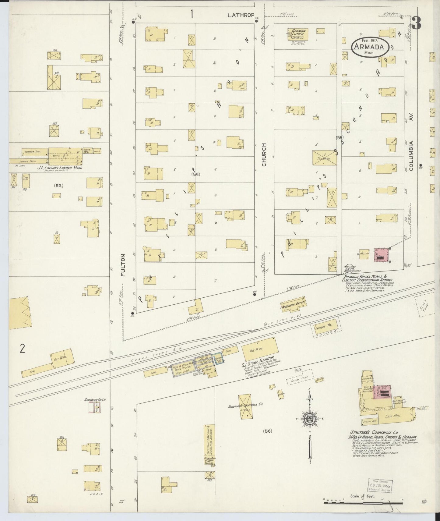 Sanborn Fire Insurance Map from Armada, Macomb County, Michigan (1913), Sheet #0003 - Historic Sanborn Fire Insurance Map Print, vintage old map wall art, antique decor, genealogy gift, Michigan Michigan map