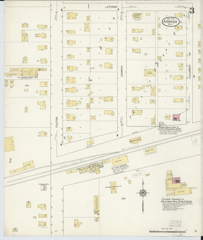 Sanborn Fire Insurance Map from Armada, Macomb County, Michigan (1913), Sheet #0003 - Historic Sanborn Fire Insurance Map Print, vintage old map wall art, antique decor, genealogy gift, Michigan Michigan map