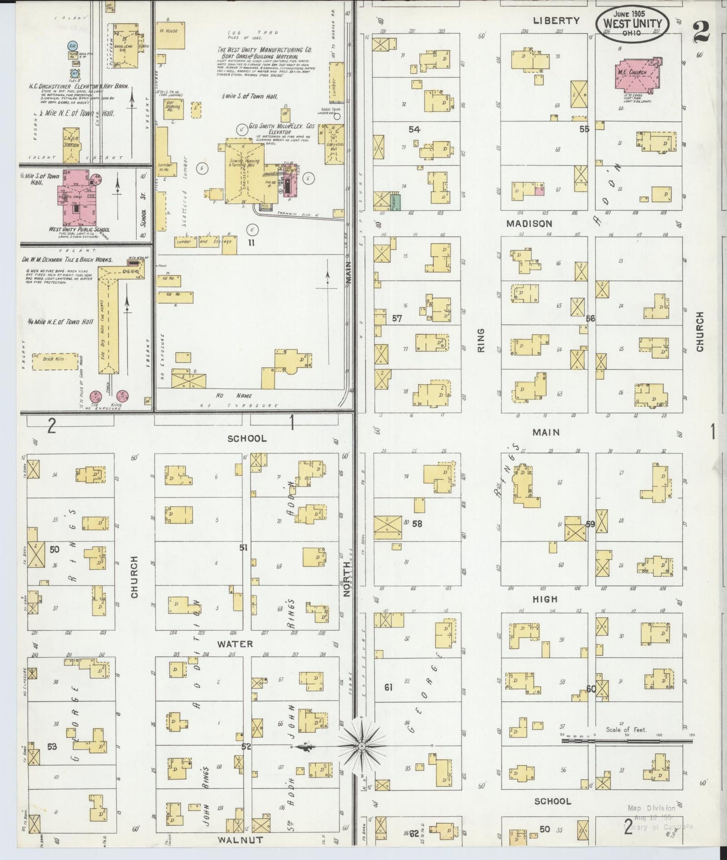 Sanborn Fire Insurance Map from West Unity, Williams County, Ohio (1905), Sheet #0002 - Historic Sanborn Fire Insurance Map Print, vintage old map wall art, antique decor, genealogy gift, Ohio Ohio map