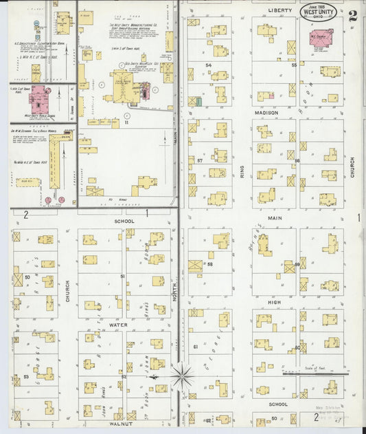 Sanborn Fire Insurance Map from West Unity, Williams County, Ohio (1905), Sheet #0002 - Historic Sanborn Fire Insurance Map Print, vintage old map wall art, antique decor, genealogy gift, Ohio Ohio map