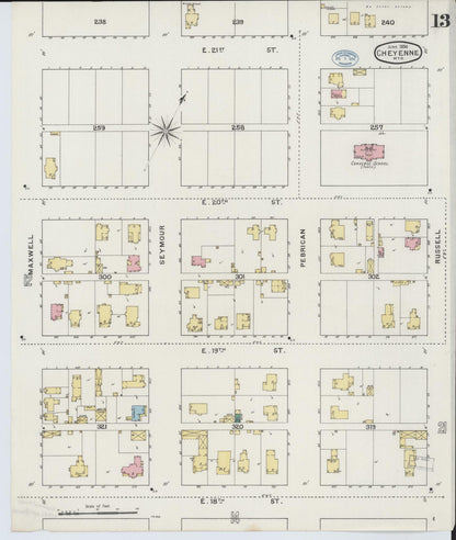 Sanborn Fire Insurance Map from Cheyenne, Laramie County, Wyoming (1894), Sheet #0013 - Complete Map Set gallery image, historic Sanborn map, vintage wall art, Wyoming Wyoming