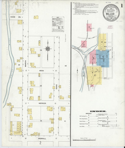 Sanborn Fire Insurance Map from Wilcox, Elk County, Pennsylvania (1910), Sheet #0001 - Historic Sanborn Fire Insurance Map Print, vintage old map wall art, antique decor, genealogy gift, Pennsylvania Pennsylvania map