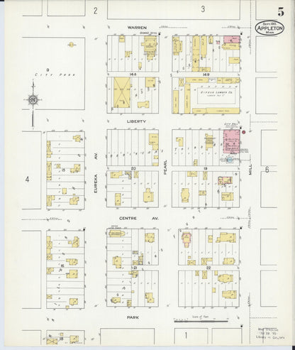 Sanborn Fire Insurance Map from Appleton, Swift County, Minnesota (1915), Sheet #0005 - Complete Map Set gallery image, historic Sanborn map, vintage wall art, Minnesota Minnesota