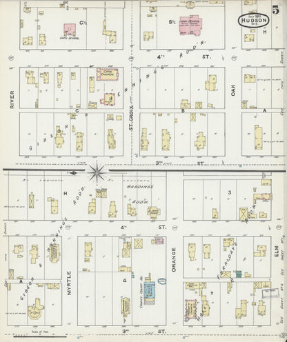 Sanborn Fire Insurance Map from Hudson, St. Croix County, Wisconsin (1891), Sheet #0005 - Complete Map Set gallery image, historic Sanborn map, vintage wall art, Wisconsin Wisconsin