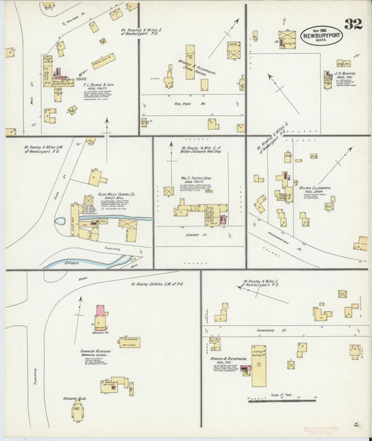 Sanborn Fire Insurance Map from Newburyport, Essex County, Massachusetts (1906), Sheet #0032 - Historic Sanborn Fire Insurance Map Print, vintage old map wall art, antique decor, genealogy gift, Massachusetts Massachusetts map