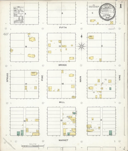 Sanborn Fire Insurance Map from Latah, Spokane County, Washington (1892), Sheet #0001 - Complete Map Set gallery image, historic Sanborn map, vintage wall art, Washington Washington