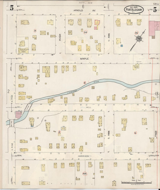Sanborn Fire Insurance Map from Port Allegany, McKean County, Pennsylvania (1940), Sheet #0005 - Historic Sanborn Fire Insurance Map Print, vintage old map wall art, antique decor, genealogy gift, Pennsylvania Pennsylvania map