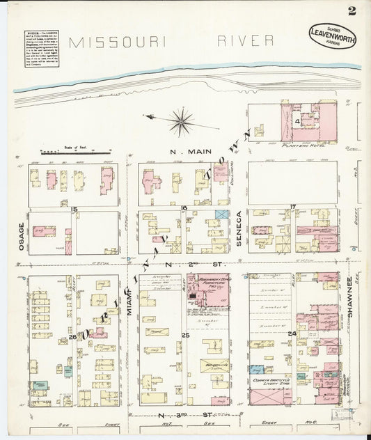 Sanborn Fire Insurance Map from Leavenworth, Leavenworth County, Kansas (1883), Sheet #0002 - Historic Sanborn Fire Insurance Map Print, vintage old map wall art, antique decor, genealogy gift, Kansas Kansas map