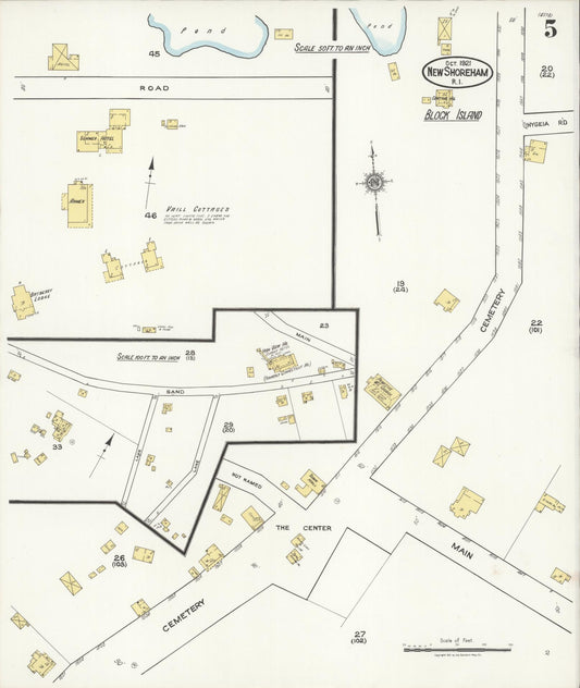 Sanborn Fire Insurance Map from New Shoreham, Newport County, Rhode Island (1921), Sheet #0005 - Historic Sanborn Fire Insurance Map Print, vintage old map wall art, antique decor, genealogy gift, Rhode Island Rhode Island map