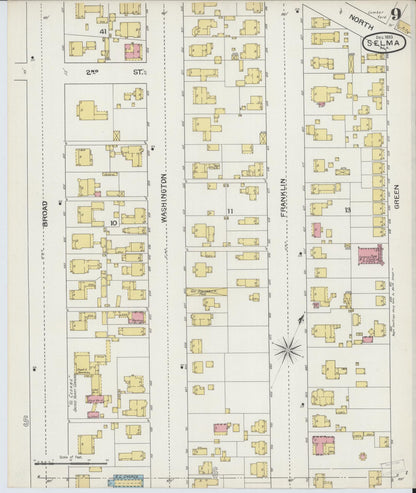 Sanborn Fire Insurance Map from Selma, Dallas County, Alabama (1893), Sheet #0009 - Complete Map Set gallery image, historic Sanborn map, vintage wall art, Alabama Alabama