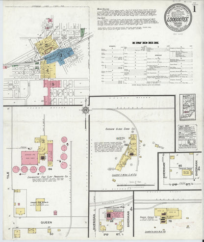 Sanborn Fire Insurance Map from Loogootee, Martin County, Indiana (1920), Sheet #0001 - Historic Sanborn Fire Insurance Map Print, vintage old map wall art, antique decor, genealogy gift, Indiana Indiana map