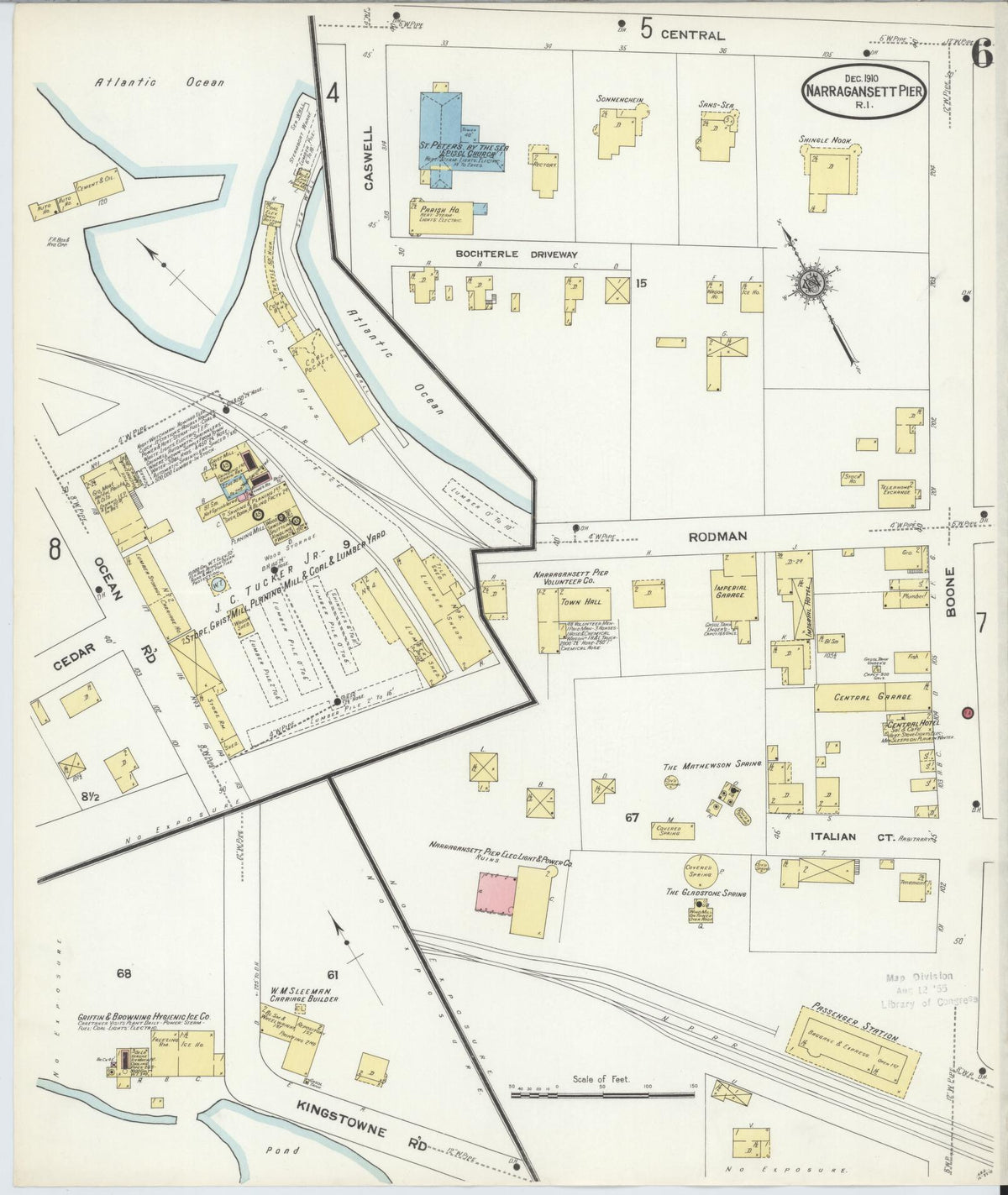Sanborn Fire Insurance Map from Narragansett Pier, Washington County, Rhode Island (1910), Sheet #0006 - Complete Map Set gallery image, historic Sanborn map, vintage wall art, Rhode Island Rhode Island