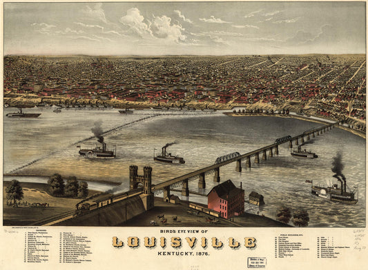 Bird's eye view of Louisville, Kentucky 1876. (1876) – Historic Bird’s-Eye View Panorama Print