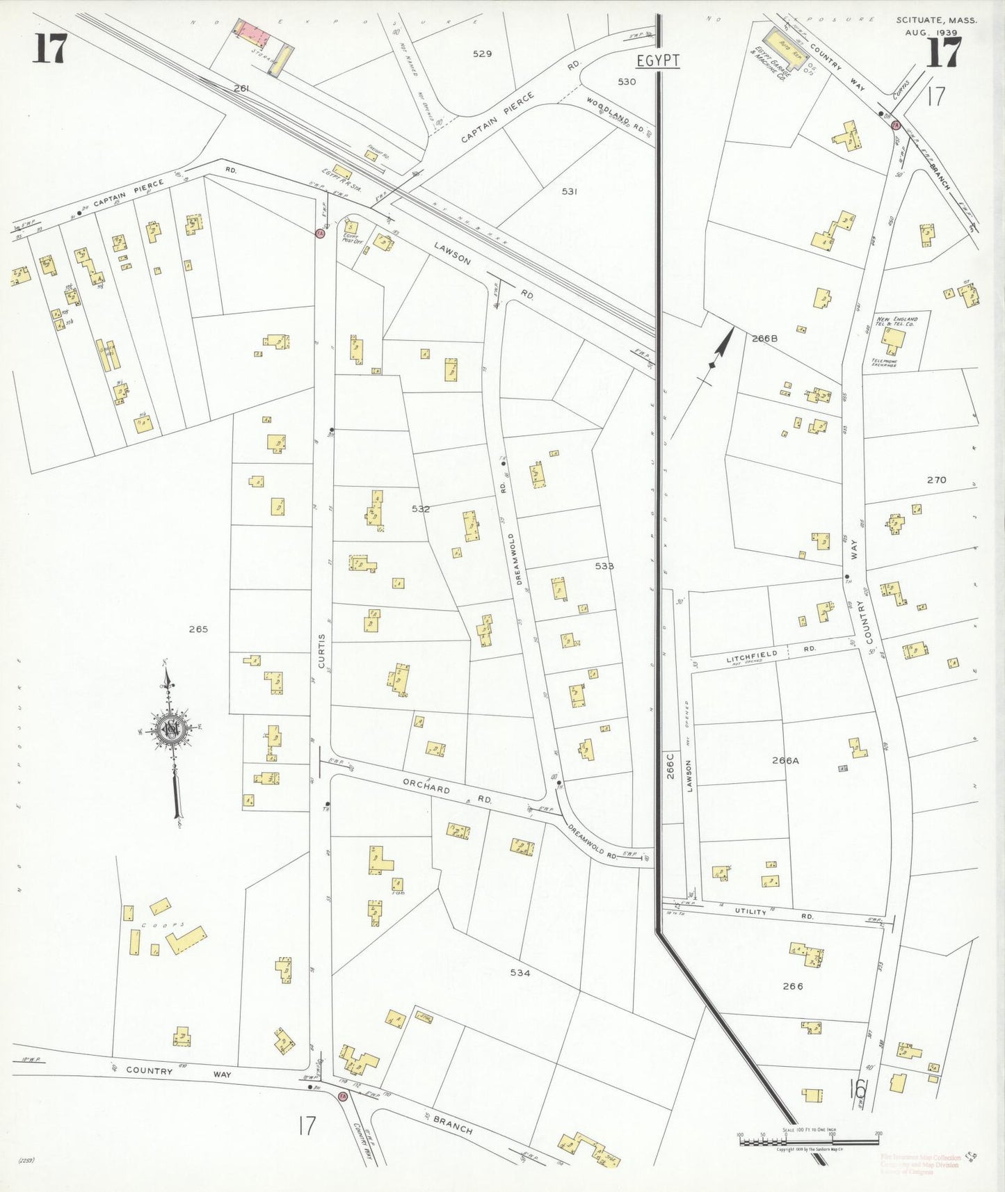 Sanborn Fire Insurance Map from Scituate, Plymouth County, Massachusetts (1939), Sheet #0017 - Complete Map Set gallery image, historic Sanborn map, vintage wall art, Massachusetts Massachusetts