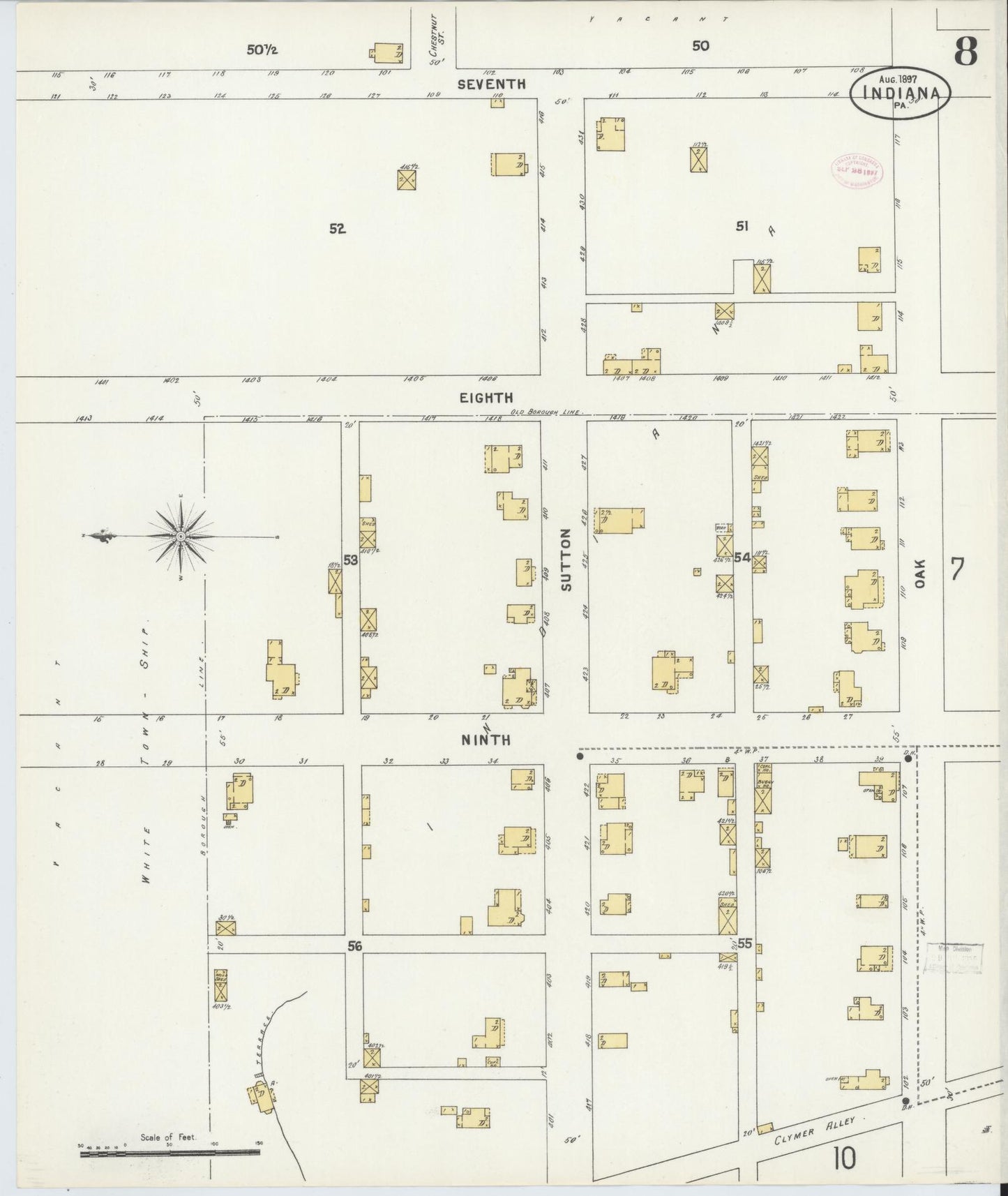 Sanborn Fire Insurance Map from Indiana, Indiana County, Pennsylvania (1888), Sheet #0008 - Complete Map Set gallery image, historic Sanborn map, vintage wall art, Sanborn Fire Insurance Map from Indiana Indiana
