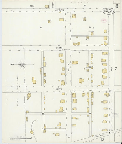 Sanborn Fire Insurance Map from Indiana, Indiana County, Pennsylvania (1888), Sheet #0008 - Complete Map Set gallery image, historic Sanborn map, vintage wall art, Sanborn Fire Insurance Map from Indiana Indiana