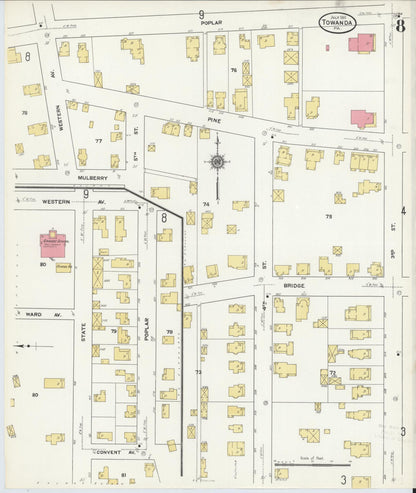 Sanborn Fire Insurance Map from Towanda, Bradford County, Pennsylvania (1911), Sheet #0008 - Complete Map Set gallery image, historic Sanborn map, vintage wall art, Pennsylvania Pennsylvania