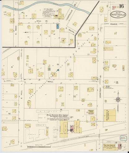 Sanborn Fire Insurance Map from Fayetteville, Washington County, Arkansas (1913), Sheet #0016 - Complete Map Set gallery image, historic Sanborn map, vintage wall art, Arkansas Arkansas
