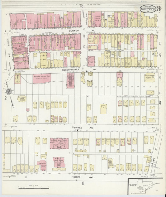 Sanborn Fire Insurance Map from Monessen, Westmoreland County, Pennsylvania (1914), Sheet #0003 - Historic Sanborn Fire Insurance Map Print, vintage old map wall art, antique decor, genealogy gift, Pennsylvania Pennsylvania map