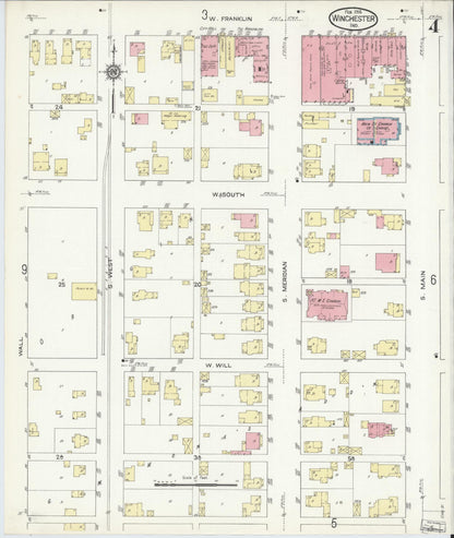 Sanborn Fire Insurance Map from Winchester, Randolph County, Indiana (1914), Sheet #0004 - Complete Map Set gallery image, historic Sanborn map, vintage wall art, Indiana Indiana