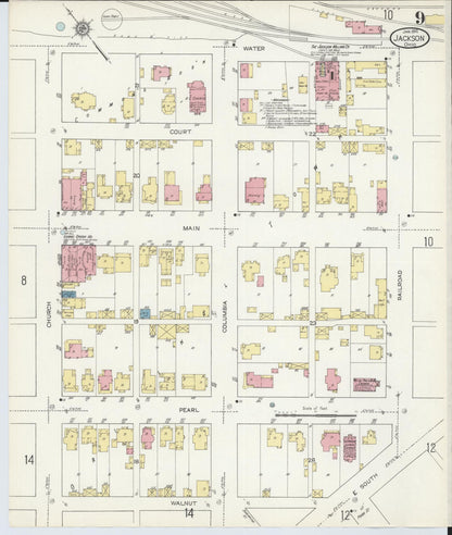 Sanborn Fire Insurance Map from Jackson, Jackson County, Ohio (1914), Sheet #0009 - Historic Sanborn Fire Insurance Map Print, vintage old map wall art, antique decor, genealogy gift, Ohio Ohio map