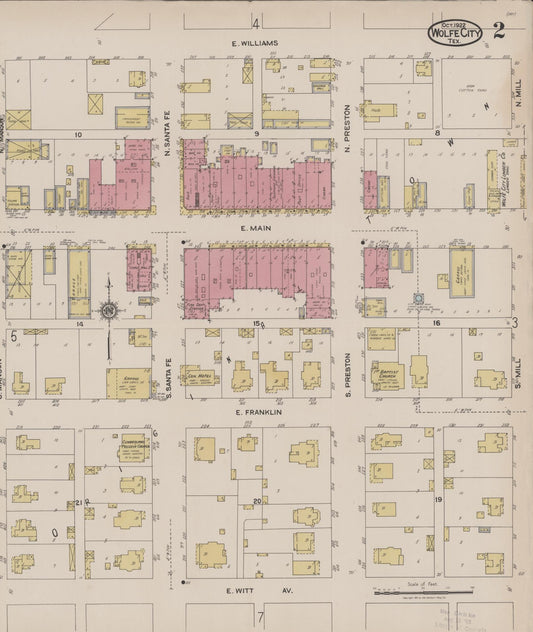 Sanborn Fire Insurance Map from Wolfe City, Hunt County, Texas (1922), Sheet #0002 - Historic Sanborn Fire Insurance Map Print, vintage old map wall art, antique decor, genealogy gift, Texas Texas map