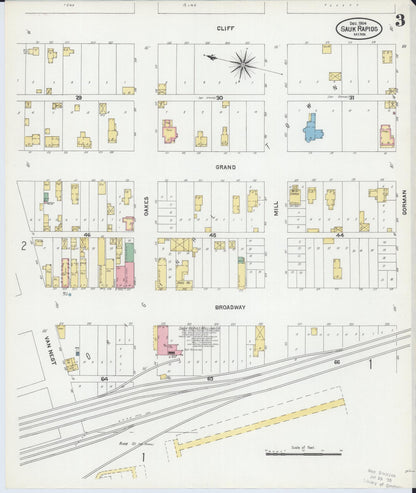 Sanborn Fire Insurance Map from Sauk Rapids, Benton County, Minnesota (1904), Sheet #0003 - Historic Sanborn Fire Insurance Map Print, vintage old map wall art, antique decor, genealogy gift, Minnesota Minnesota map