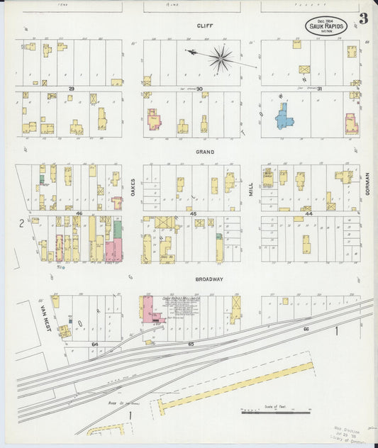 Sanborn Fire Insurance Map from Sauk Rapids, Benton County, Minnesota (1904), Sheet #0003 - Historic Sanborn Fire Insurance Map Print, vintage old map wall art, antique decor, genealogy gift, Minnesota Minnesota map