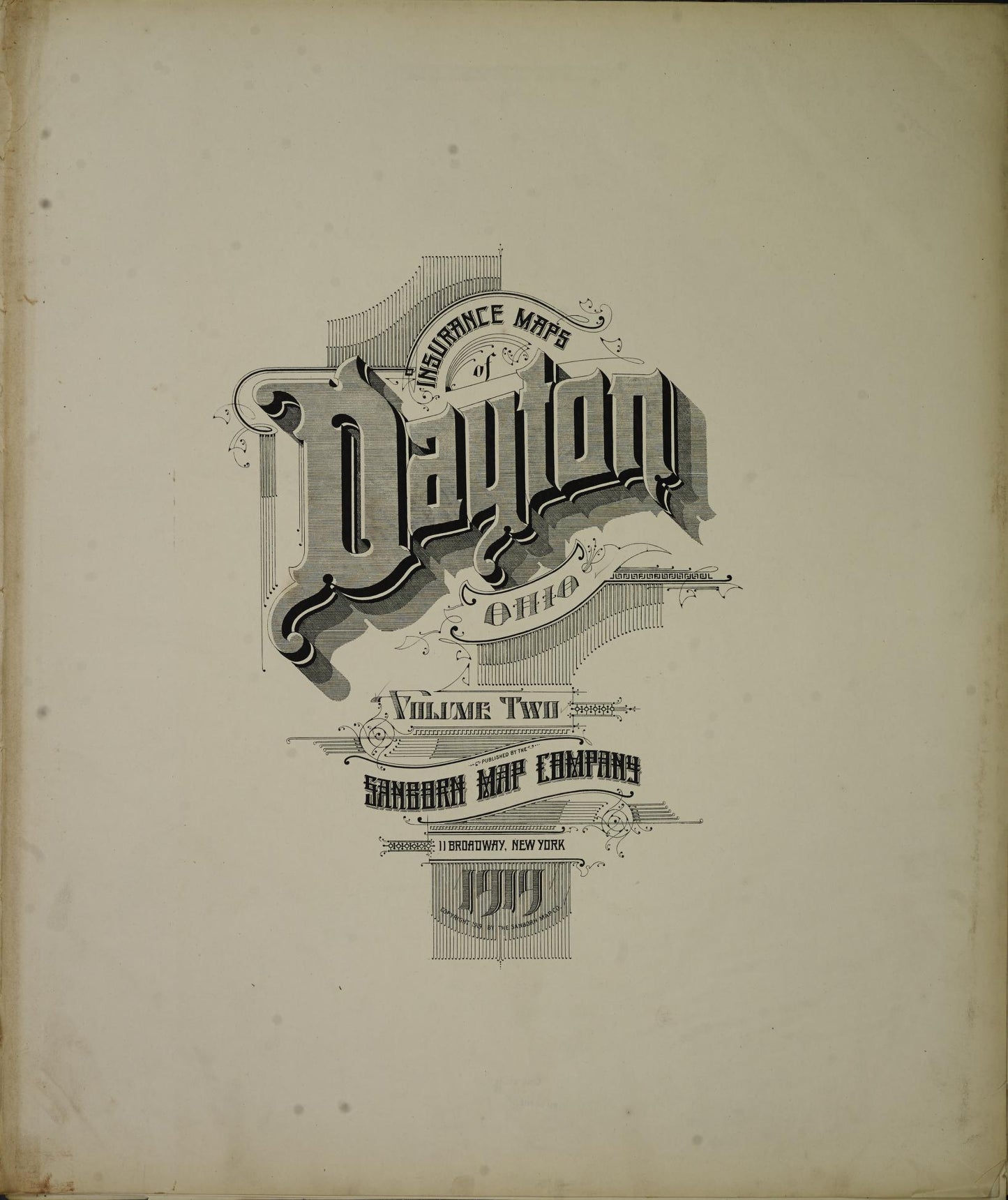 Sanborn Fire Insurance Map from Dayton, Montgomery County, Ohio (1919), Sheet #0001 - Historic Sanborn Fire Insurance Map Print, vintage old map wall art, antique decor, genealogy gift, Ohio Ohio map