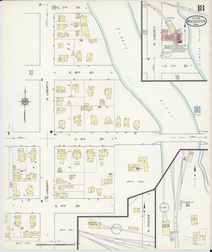 Sanborn Fire Insurance Map from Rochester, Olmsted County, Minnesota (1914), Sheet #0018 - Historic Sanborn Fire Insurance Map Print, vintage old map wall art, antique decor, genealogy gift, Minnesota Minnesota map