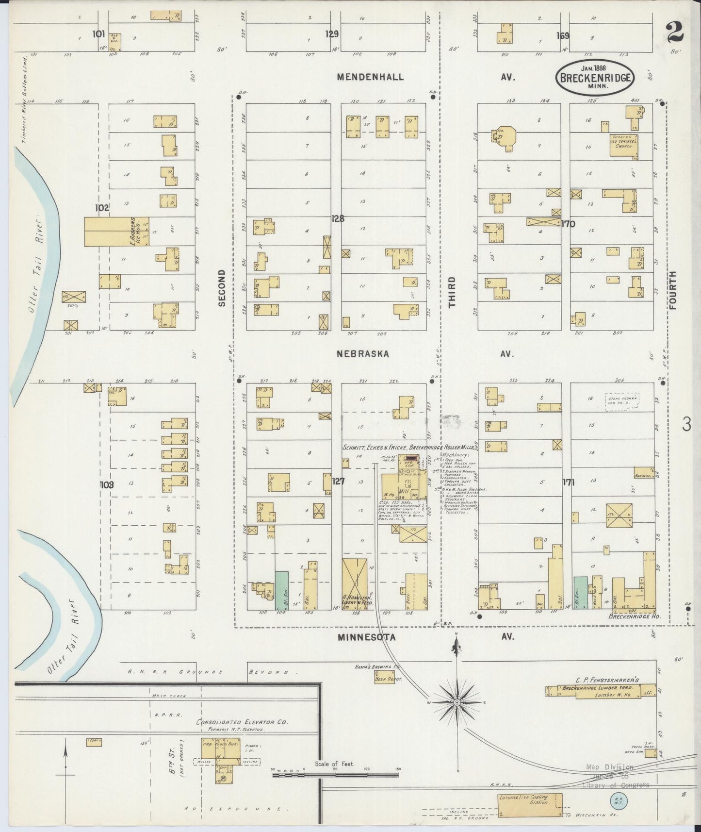 Sanborn Fire Insurance Map from Breckenridge, Wilkin County, Minnesota (1898), Sheet #0002 - Historic Sanborn Fire Insurance Map Print, vintage old map wall art, antique decor, genealogy gift, Minnesota Minnesota map