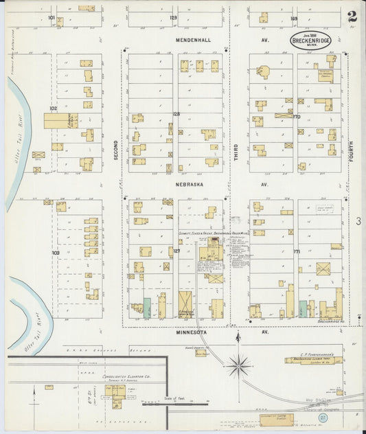 Sanborn Fire Insurance Map from Breckenridge, Wilkin County, Minnesota (1898), Sheet #0002 - Historic Sanborn Fire Insurance Map Print, vintage old map wall art, antique decor, genealogy gift, Minnesota Minnesota map
