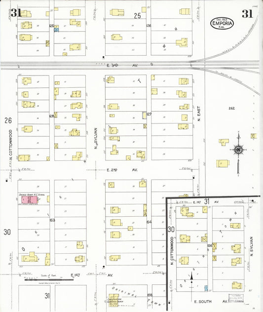 Sanborn Fire Insurance Map from Emporia, Lyon County, Kansas (1923), Sheet #0031 - Historic Sanborn Fire Insurance Map Print, vintage old map wall art, antique decor, genealogy gift, Kansas Kansas map
