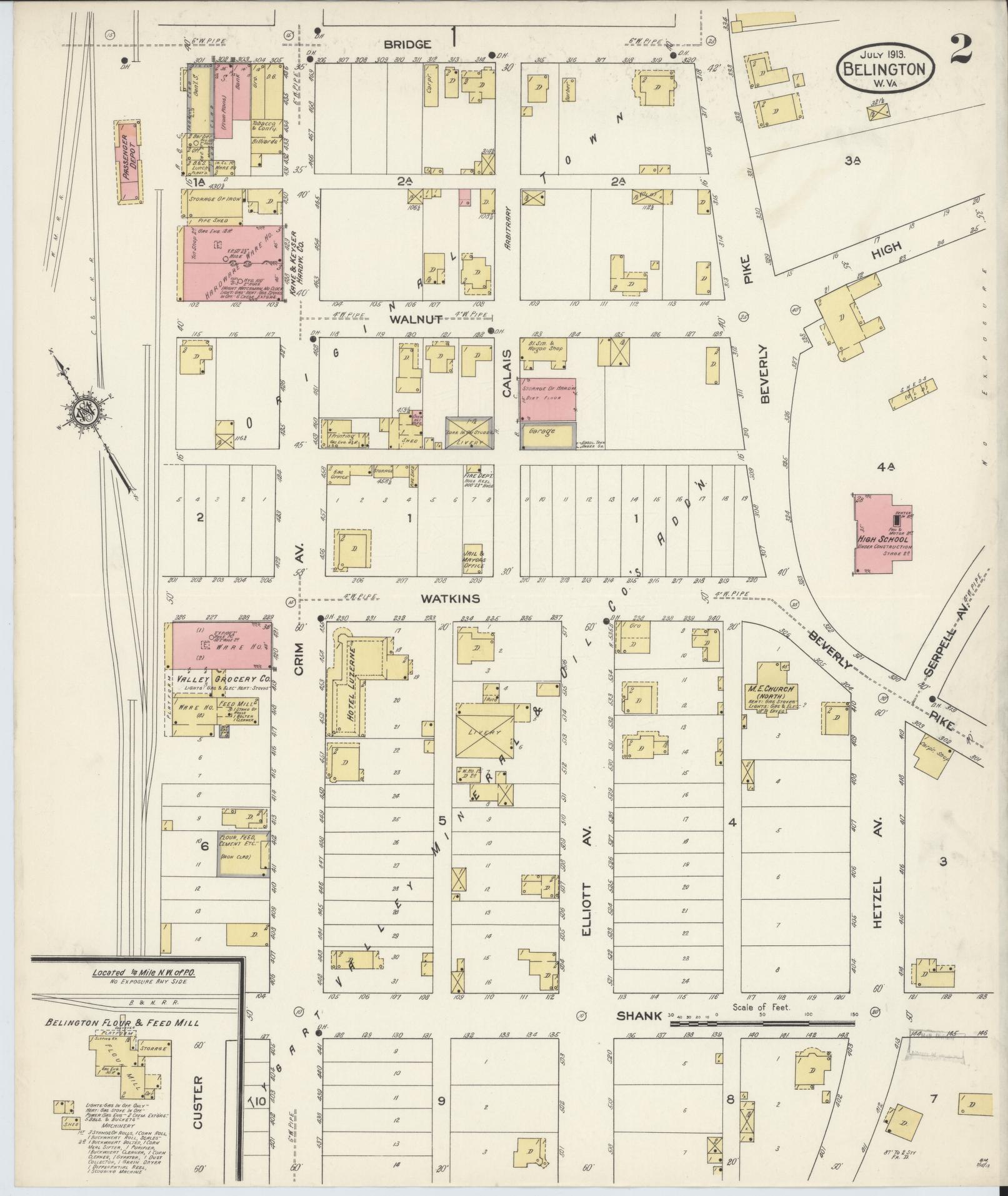 Sanborn Fire Insurance Map from Belington, Barbour County, West Virginia (1913), Sheet #0002 - Complete Map Set gallery image, historic Sanborn map, vintage wall art, West Virginia West Virginia
