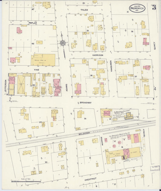 Sanborn Fire Insurance Map from Brunswick, Chariton County, Missouri (1911), Sheet #0003 - Historic Sanborn Fire Insurance Map Print, vintage old map wall art, antique decor, genealogy gift, Missouri Missouri map