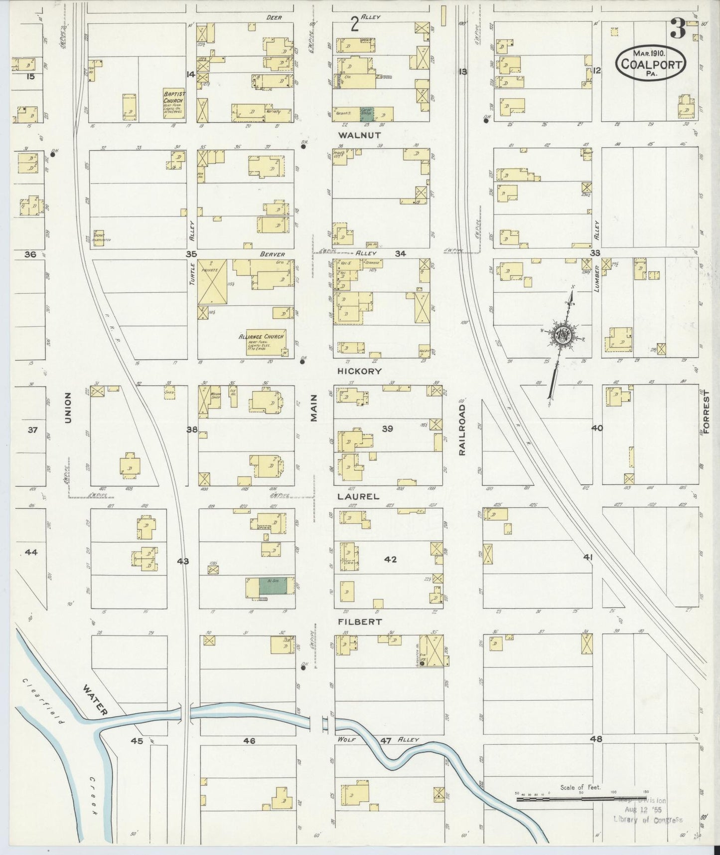 Sanborn Fire Insurance Map from Coalport, Clearfield County, Pennsylvania (1910), Sheet #0003 - Historic Sanborn Fire Insurance Map Print, vintage old map wall art, antique decor, genealogy gift, Pennsylvania Pennsylvania map