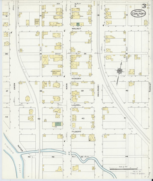 Sanborn Fire Insurance Map from Coalport, Clearfield County, Pennsylvania (1910), Sheet #0003 - Historic Sanborn Fire Insurance Map Print, vintage old map wall art, antique decor, genealogy gift, Pennsylvania Pennsylvania map