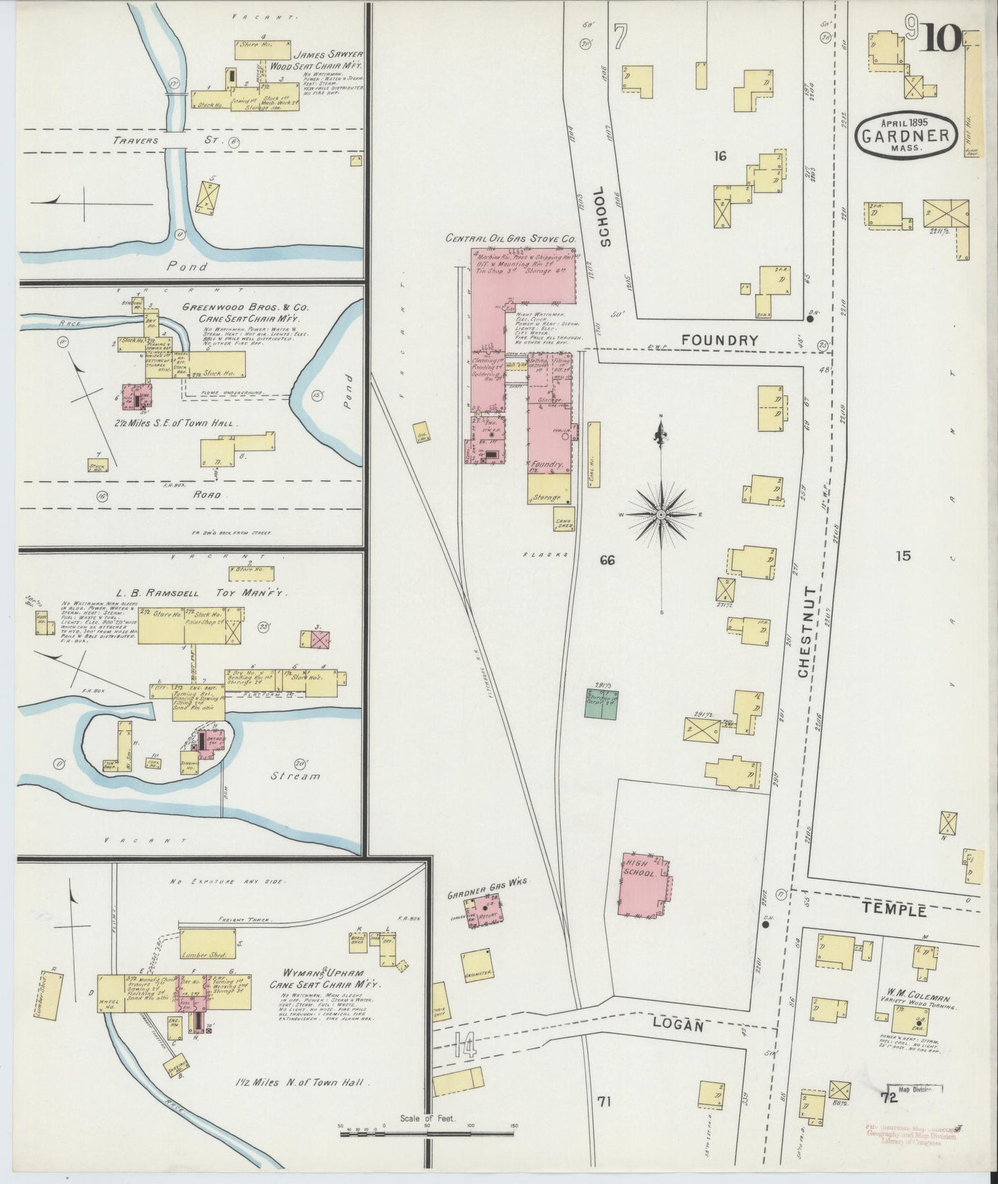 Sanborn Fire Insurance Map from Gardner, Worcester County, Massachusetts (1895), Sheet #0010 - Complete Map Set gallery image, historic Sanborn map, vintage wall art, Massachusetts Massachusetts