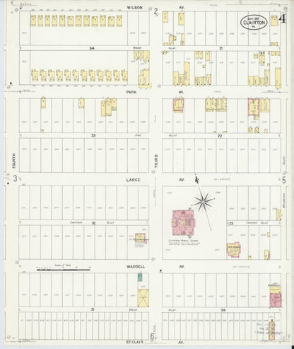 Sanborn Fire Insurance Map from Clairton, Allegheny County, Pennsylvania (1907), Sheet #0004 - Complete Map Set gallery image, historic Sanborn map, vintage wall art, Pennsylvania Pennsylvania